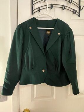 Hammerschmid Austrian Wool Blazer 42 Green Trachten Puff Sleeve Oktoberfest
